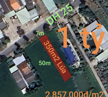 Bán  lô đất lúa chuyển thổ mặt tiền  DH25 giá 1 tỷ  